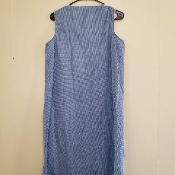 Pink K Kmart Women S House Dress Nightgown Blue Pearl Snap Front Grannycore FLAW - Picture 2 of 6